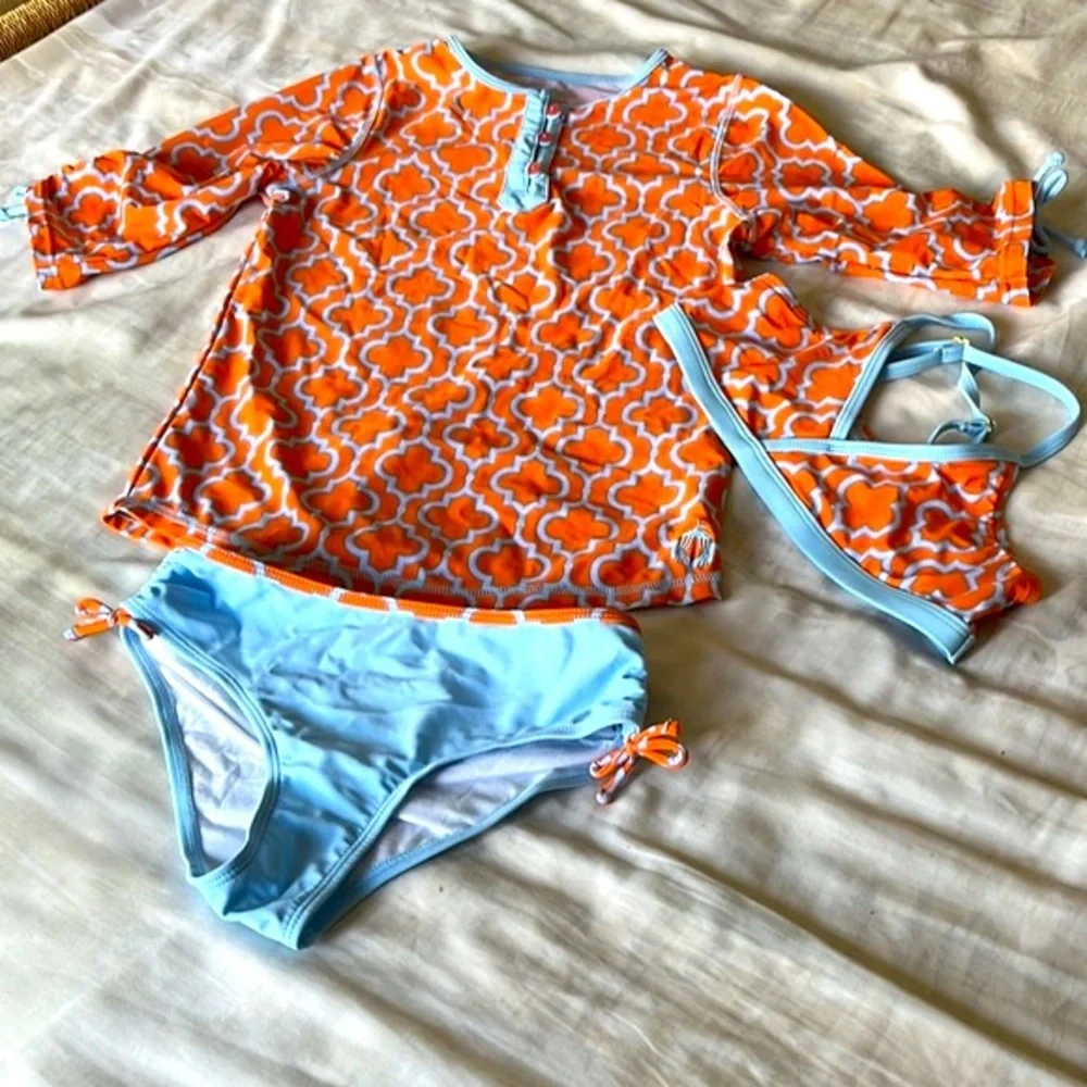 Cabana Life girls 3 piece swimsuit set in size 12 and 14